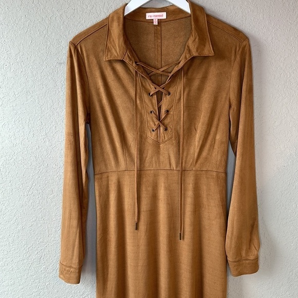 re:named Faux Suede Lace Up Bodice Maxi Dress Size Medium - Picture 1 of 16